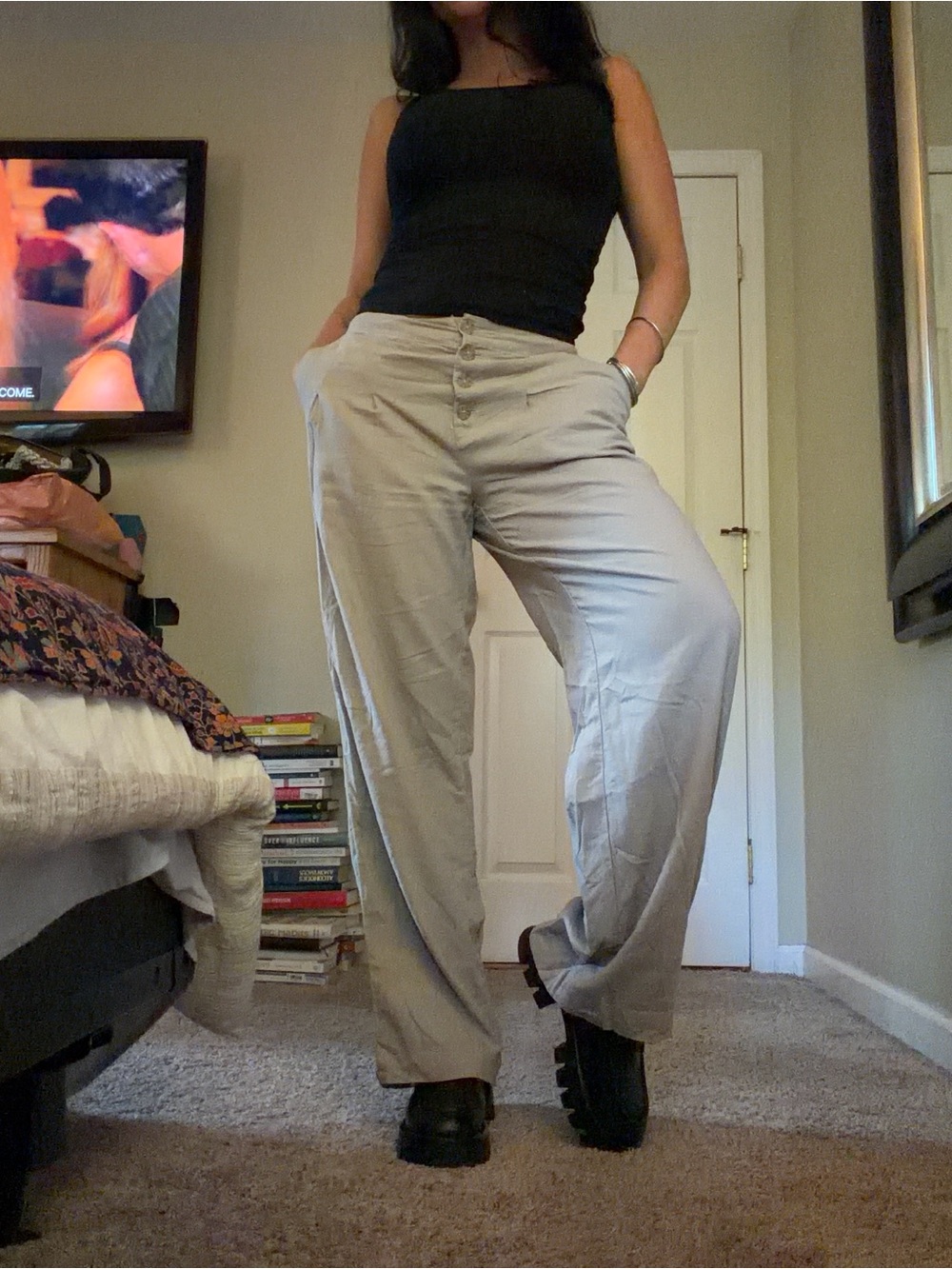 Sincerely Jules High Rise Linen Blend Wide Leg Pants – Size Small
